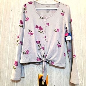 Arizona Jean Co. Women's Gray Floral Top - NEW Size M